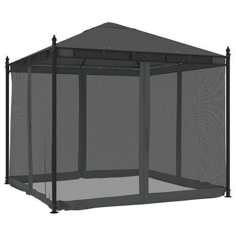 Vidaxx Pavillon mit Netzseitenwänden 2,93x2,93m Stahl Anthrazit