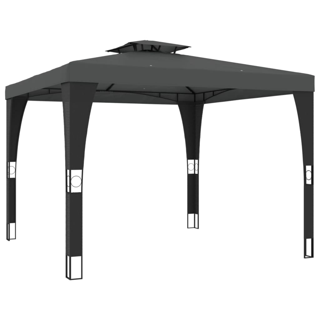 Vidaxl Pavillon mit Doppeldach 2,98x2,98 m Stahl Anthrazit