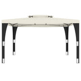 VidaXL Pavillon mit Doppeldach 3,98 x 2,98 m cremefarbener Stahl