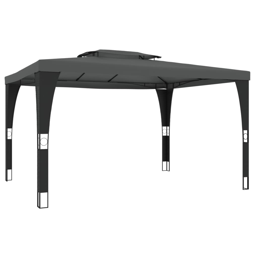 VidaXL Pavillon mit Doppeldach 3,98x2,98 m Stahl Anthrazit