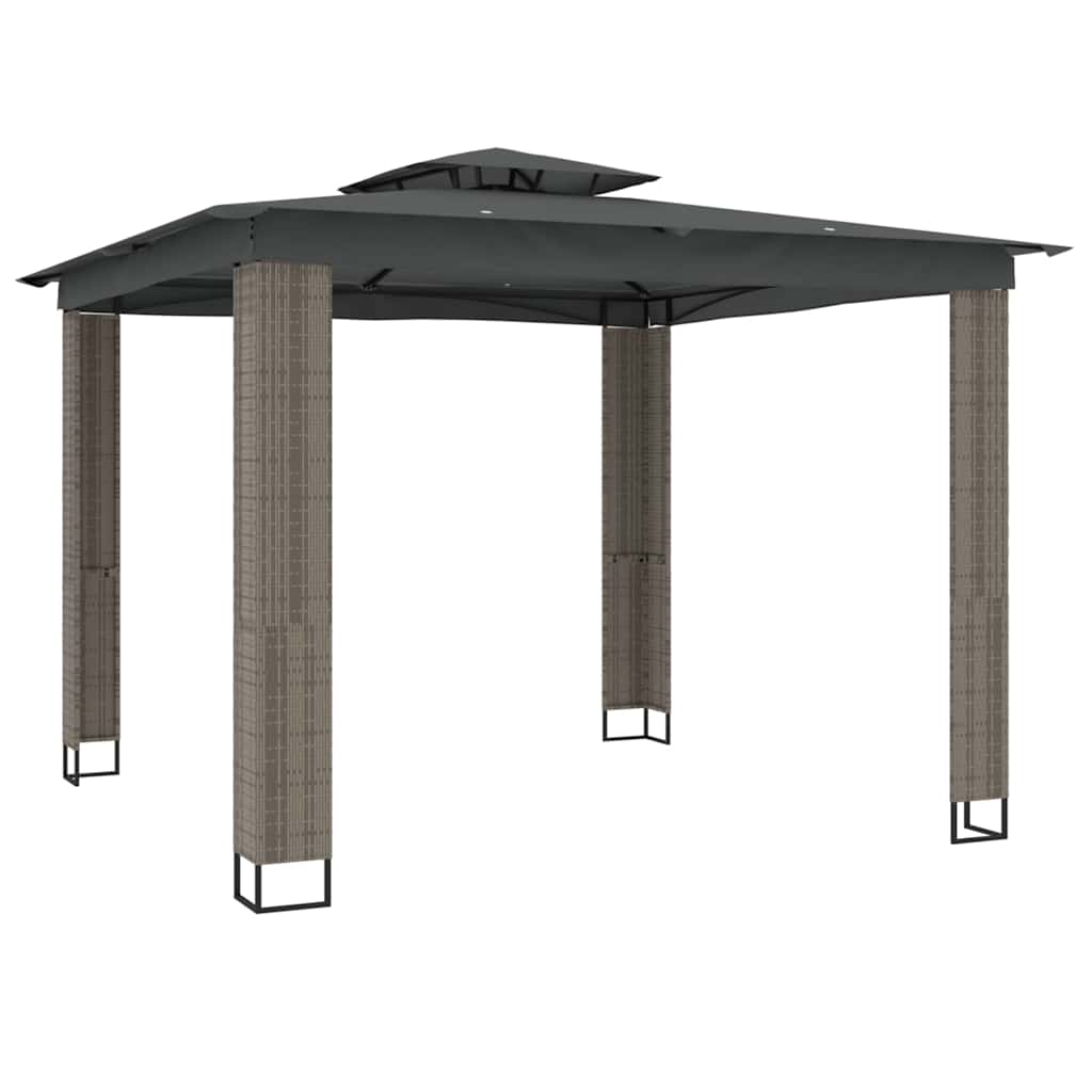 Vidaxl Pavillon mit Doppeldach 2,94x2,94 m Stahl Anthrazit