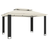 VidaXL Pavillon mit Doppeldach 3,94 x 2,96 m cremefarbener Stahl