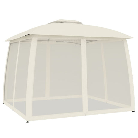 Vidaxx Pavillon-Seitenwände aus Mesh und Doppeldach 2,93x2,93 m Stahl Creme