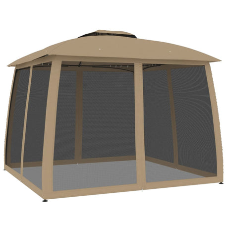 Vidaxx Pavillon-Seitenwände aus Mesh und Doppeldach 2,93x2,93 m Stahl Taupe
