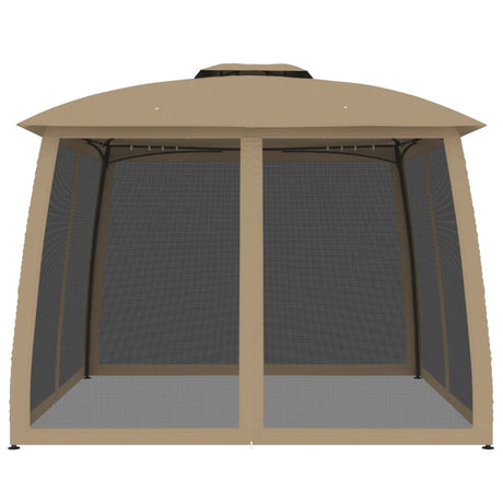 Vidaxx Pavillon-Seitenwände aus Mesh und Doppeldach 2,93x2,93 m Stahl Taupe