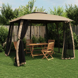 Vidaxx Pavillon-Seitenwände aus Mesh und Doppeldach 2,93x2,93 m Stahl Taupe
