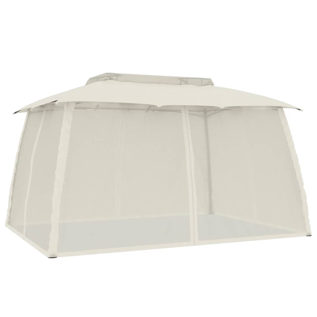 Vidaxx Pavillon-Seitenwände aus Mesh und Doppeldach 3,93x2,93 m Stahl Creme
