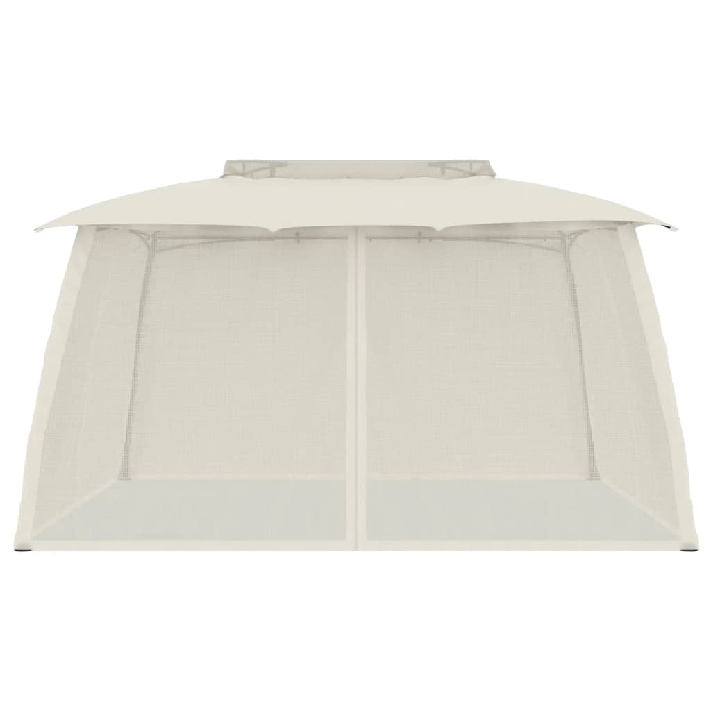 Vidaxx Pavillon-Seitenwände aus Mesh und Doppeldach 3,93x2,93 m Stahl Creme