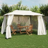 Vidaxx Pavillon-Seitenwände aus Mesh und Doppeldach 3,93x2,93 m Stahl Creme