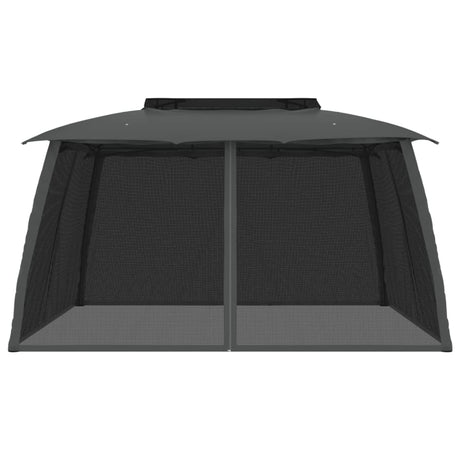 Vidaxx Pavillon mit Gitterwänden und Doppeldach 3,93x2,93 m Stahl Anthrazit
