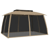 Vidaxx Pavillon-Seitenwände aus Mesh und Doppeldach 3,93x2,93 m Stahl Creme