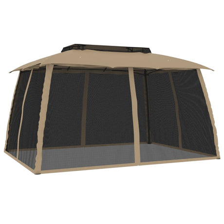 Vidaxx Pavillon-Seitenwände aus Mesh und Doppeldach 3,93x2,93 m Stahl Creme