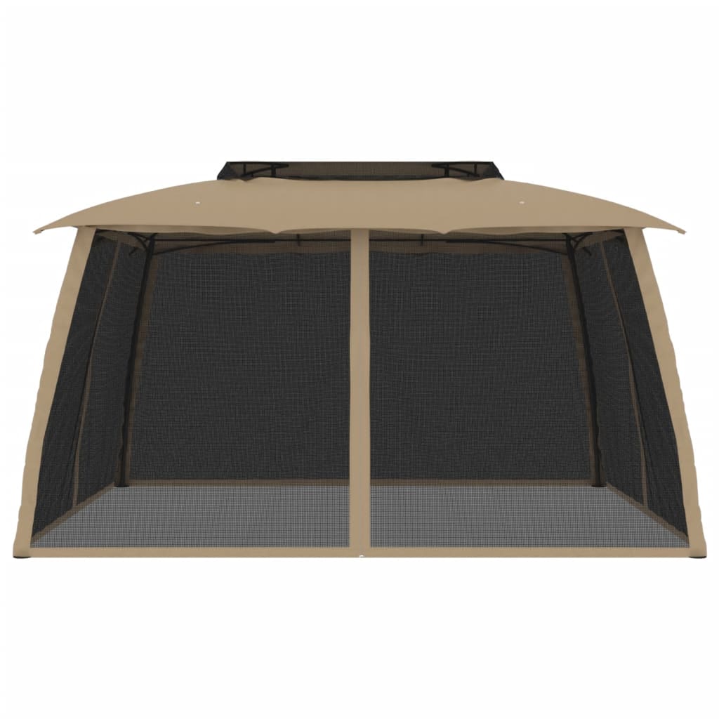 Vidaxx Pavillon-Seitenwände aus Mesh und Doppeldach 3,93x2,93 m Stahl Creme