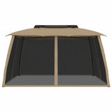 Vidaxx Pavillon-Seitenwände aus Mesh und Doppeldach 3,93x2,93 m Stahl Creme