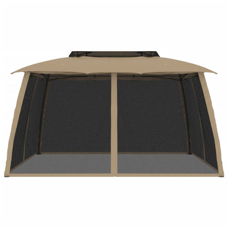 Vidaxx Pavillon-Seitenwände aus Mesh und Doppeldach 3,93x2,93 m Stahl Creme