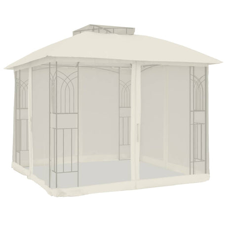 Vidaxx Pavillon-Seitenwände aus Mesh und Doppeldach 2,94x2,94 m Stahl Creme