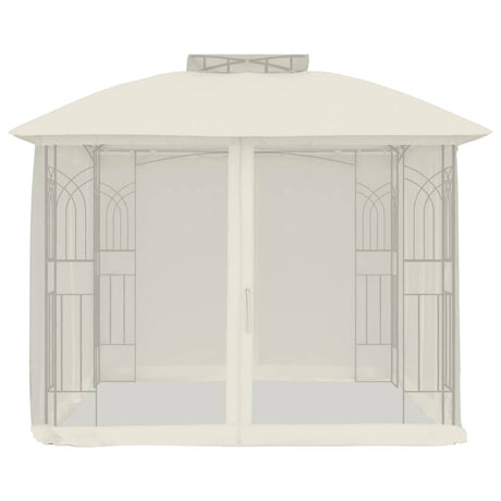 Vidaxx Pavillon-Seitenwände aus Mesh und Doppeldach 2,94x2,94 m Stahl Creme