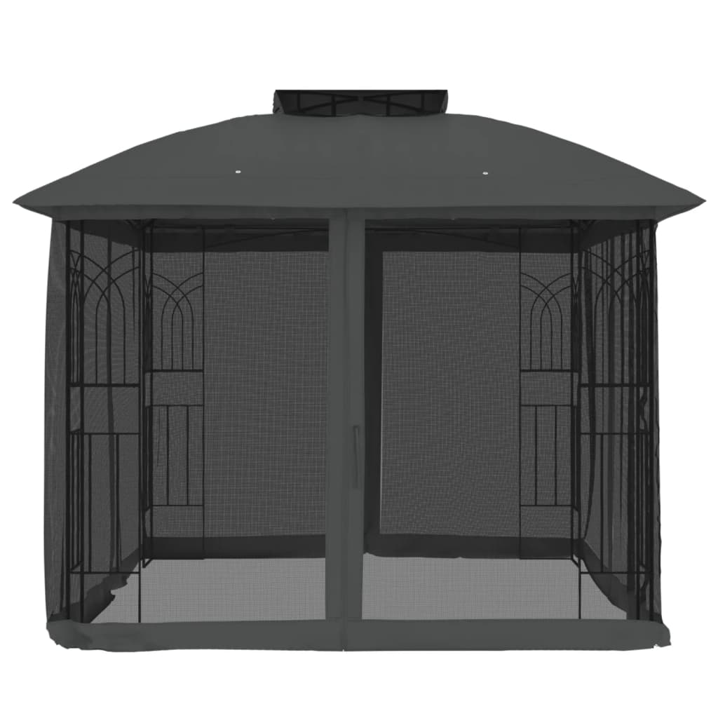 Vidaxx Pavillon mit Gitterwänden und Doppeldach 2,94x2,94 m Stahl Anthrazit