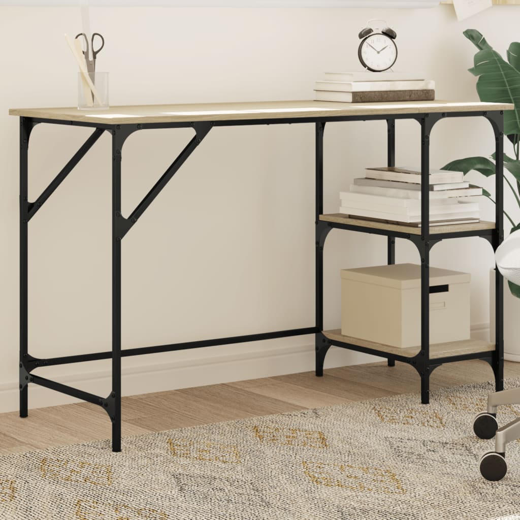 Vidaxl bureau 120x50x75 cm metaal en bewerkt hout sonoma eikenkleurig