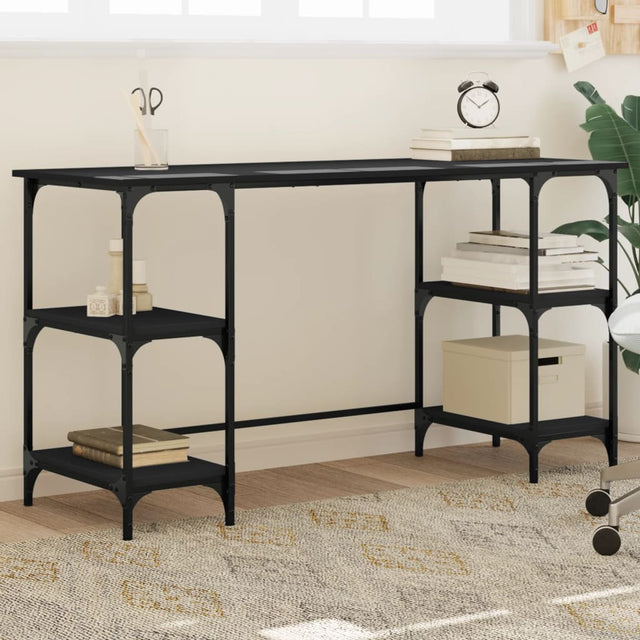 Vidaxl bureau 140x50x75 cm metaal en bewerkt hout zwart