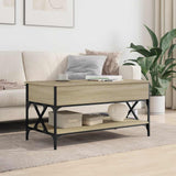 Vidaxl salontafel 100x50x50 cm bewerkt hout en metaal sonoma eiken