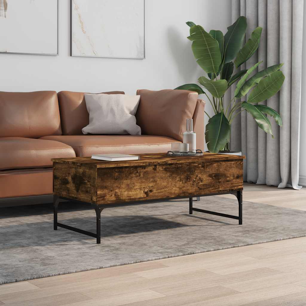 Vidaxl salontafel 100x50x40 cm bewerkt hout en metaal gerookt eiken