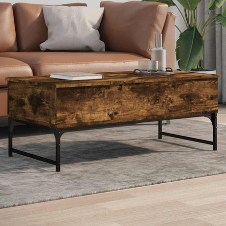 Vidaxl salontafel 100x50x40 cm bewerkt hout en metaal gerookt eiken