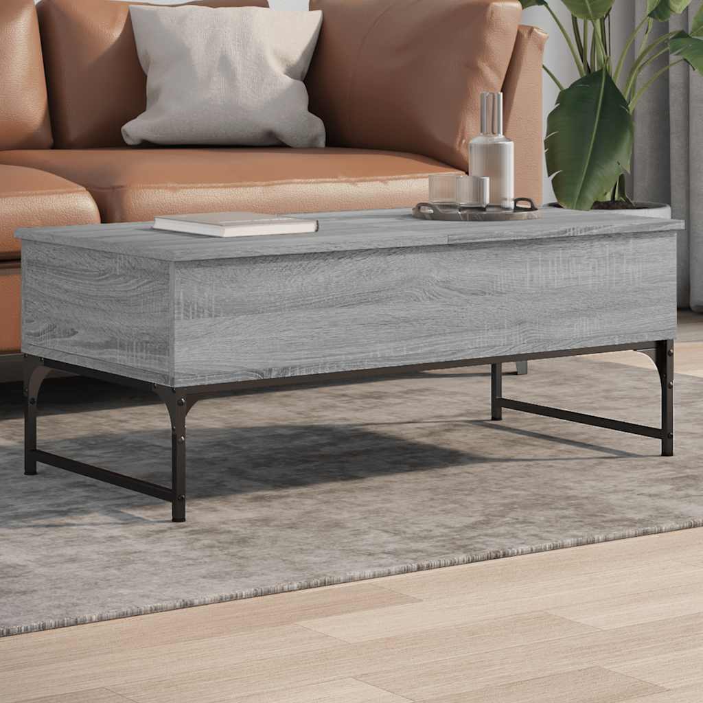 Vidaxl salontafel 100x50x40 cm bewerkt hout en metaal grijs sonoma