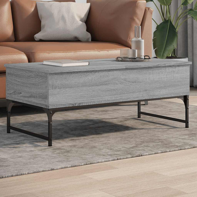 Vidaxl salontafel 100x50x40 cm bewerkt hout en metaal grijs sonoma