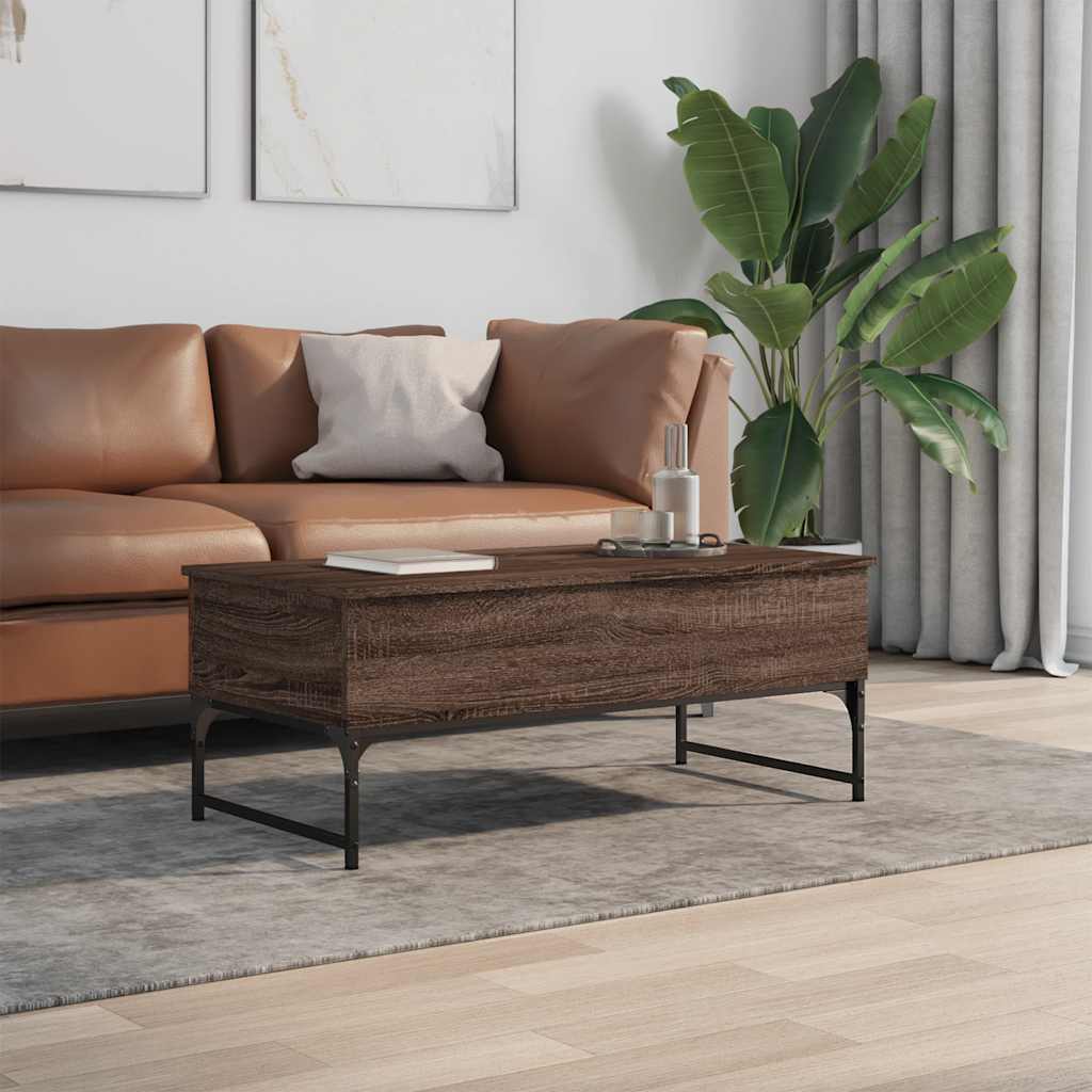 Vidaxl salontafel 100x50x40 cm bewerkt hout en metaal bruin eikenkleur