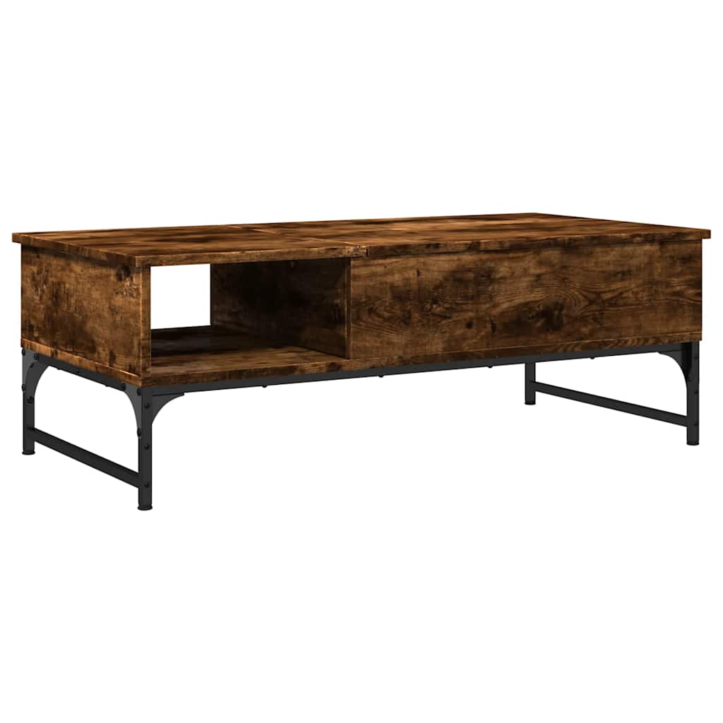 Vidaxl salontafel 100x50x35 cm bewerkt hout en metaal gerookt eiken