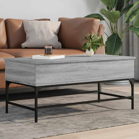 Vidaxl salontafel 100x50x45 cm bewerkt hout en metaal grijs sonoma