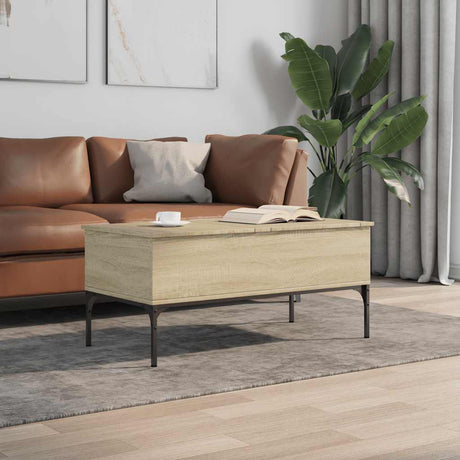 Vidaxl salontafel 100x50x45 cm bewerkt hout en metaal sonoma eiken