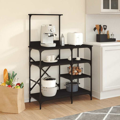 Vidaxx Bäckerregal 90x40x132 cm aus Holz und Metall schwarz