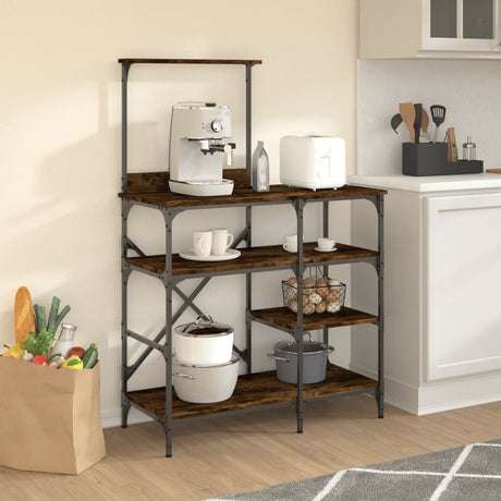 Vidaxx Bäckerregal 90 x 40 x 132 cm, gefertigt aus geräucherter Eiche und Holz und Metall