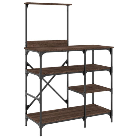 Vidaxx Bäckerregal 90x40x132 cm, fertiges Holz und Metall in der Farbe Eichenbraun