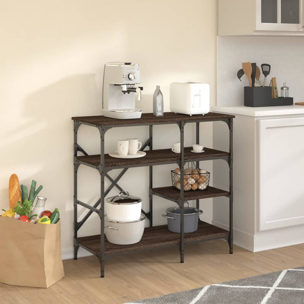 Vidaxx-Bäckerregal 90 x 40 x 84 cm aus Holz und Metall in der Farbe braune Eiche