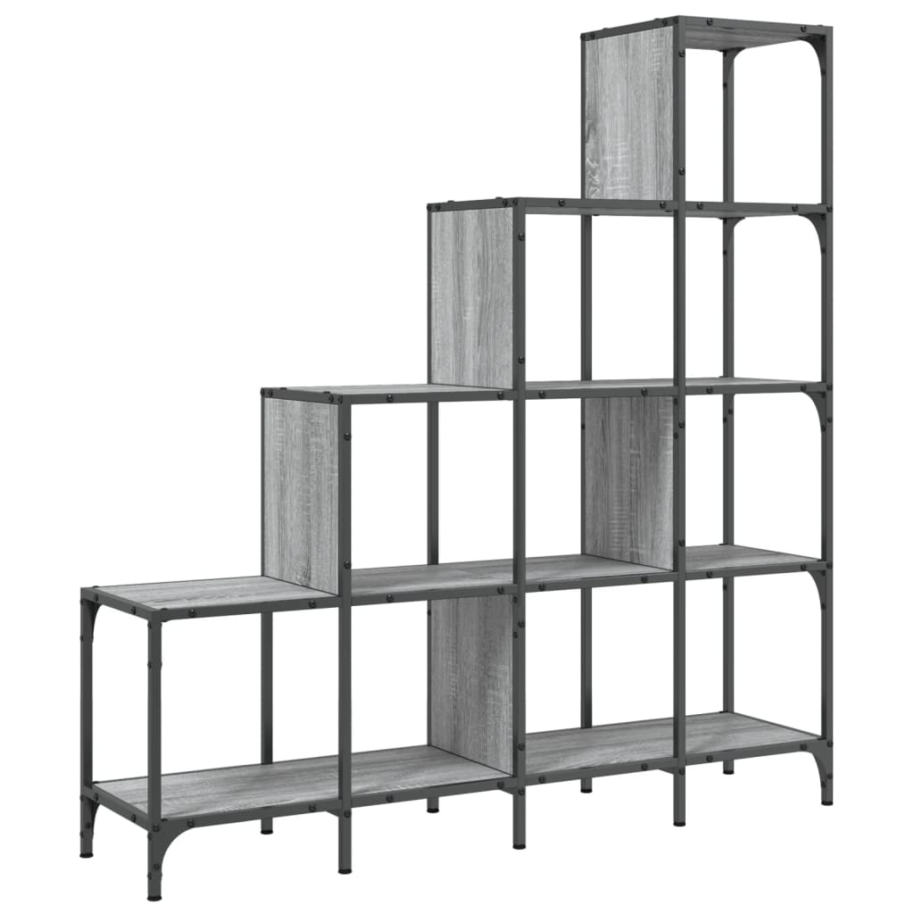 Vidaxl boekenkast 122x30x132 cm bewerkt hout en metaal grijs sonoma