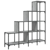 Vidaxl boekenkast 122x30x132 cm bewerkt hout en metaal grijs sonoma