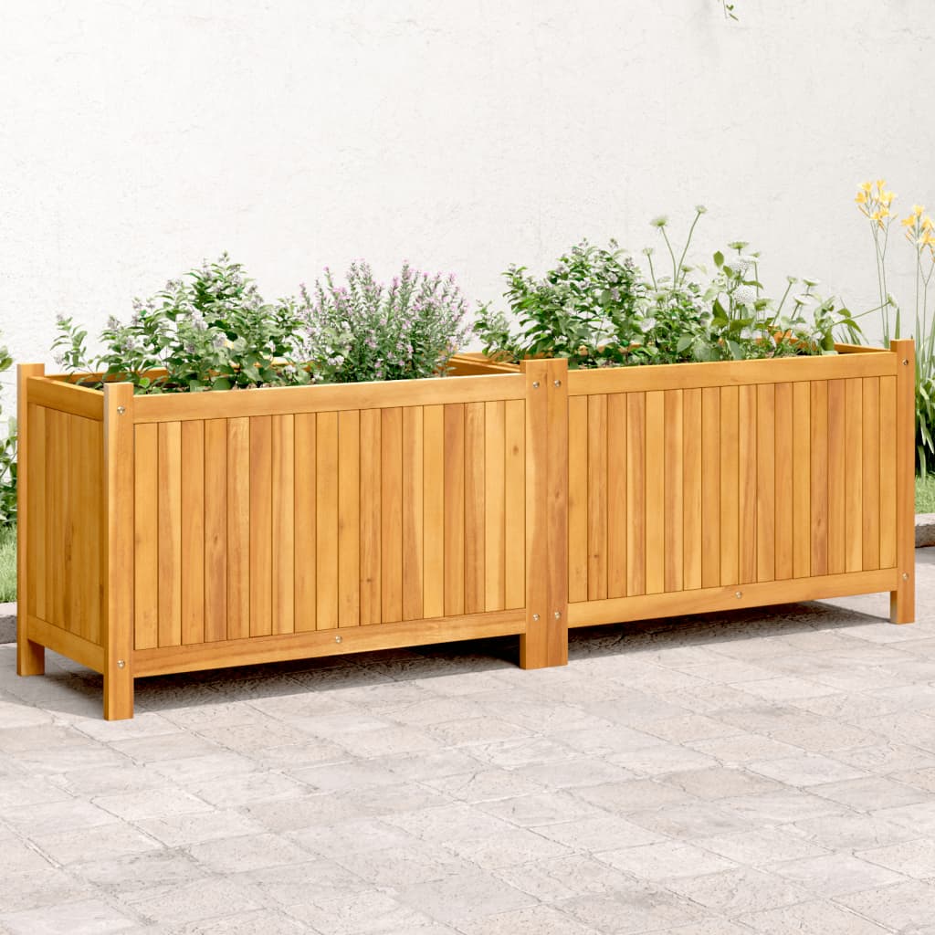 Vidaxx Pflanzgefäß mit Futter 153x38,5x50 cm aus massivem Akazienholz