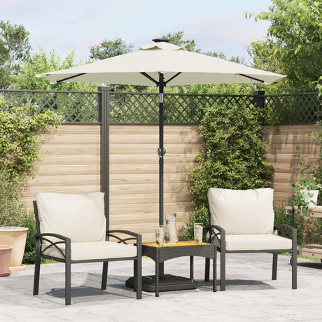 Vidaxx Sonnenschirm mit LEDs und Stahlmast 225x225x212 cm weiß