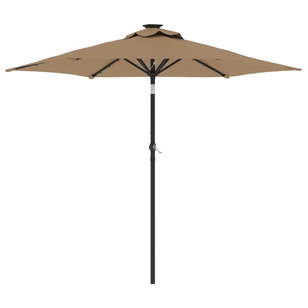 Vidaxx Sonnenschirm mit LEDs und Stahlmast 225x225x212 cm taupe