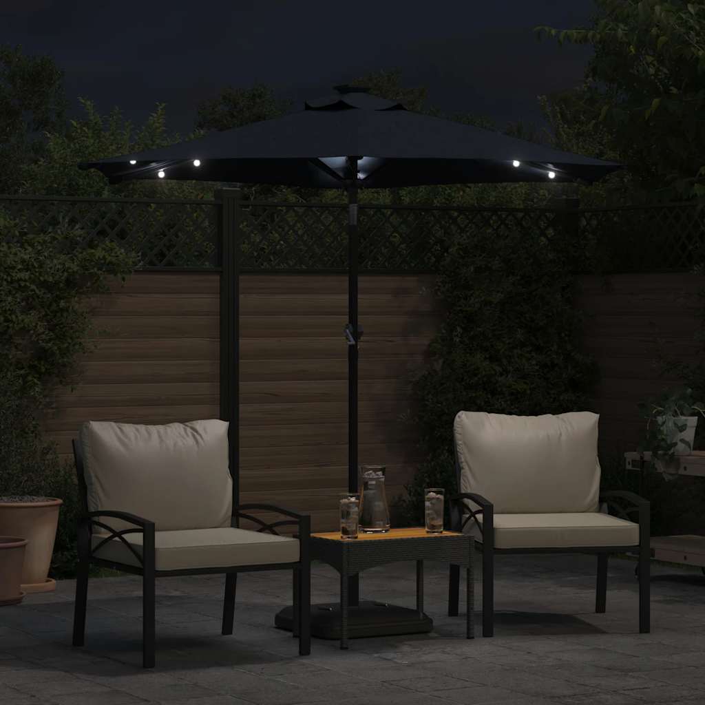 VidaXL Sonnenschirm mit LEDs und Stahlmast 225x225x212 cm schwarz