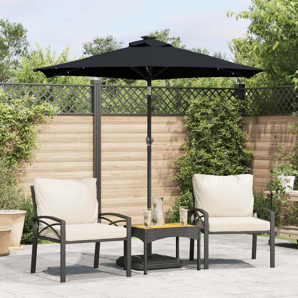 VidaXL Sonnenschirm mit LEDs und Stahlmast 225x225x212 cm schwarz