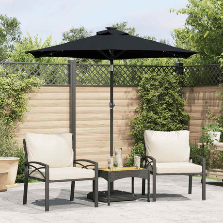 VidaXL Sonnenschirm mit LEDs und Stahlmast 225x225x212 cm schwarz