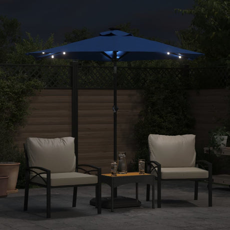 Vidaxx Sonnenschirm mit LEDs und Stahlmast 225x225x212 cm azurblau
