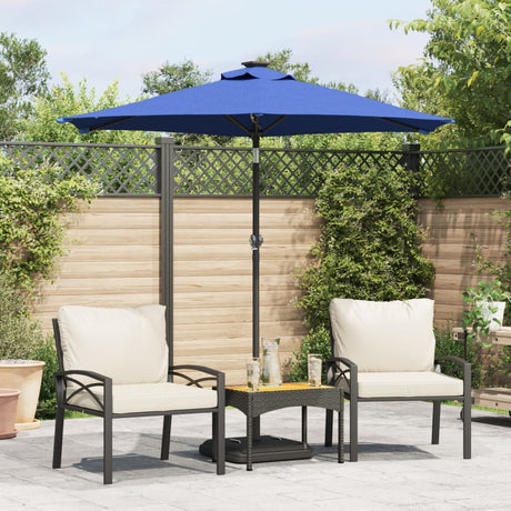 Vidaxx Sonnenschirm mit LEDs und Stahlmast 225x225x212 cm azurblau