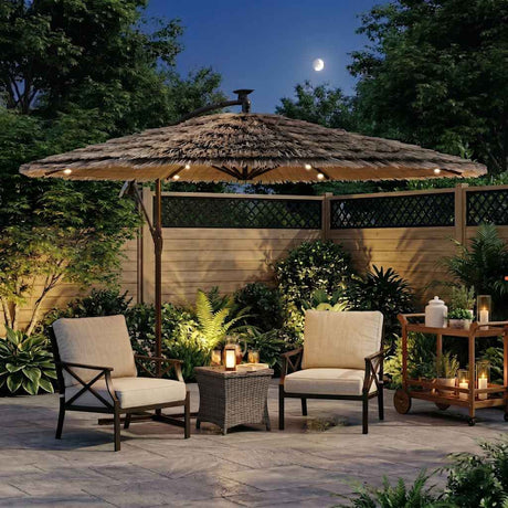 Vidaxx Sonnenschirm mit LEDs und Stahlmast 269x269x235 cm braun