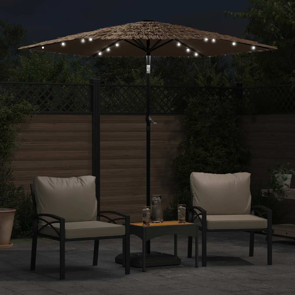 Vidaxx Sonnenschirm mit LEDs und Stahlmast 223x223x213 cm braun