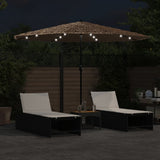 VidaXL Sonnenschirm mit LEDs und Stahlmast 324x324x247 cm braun